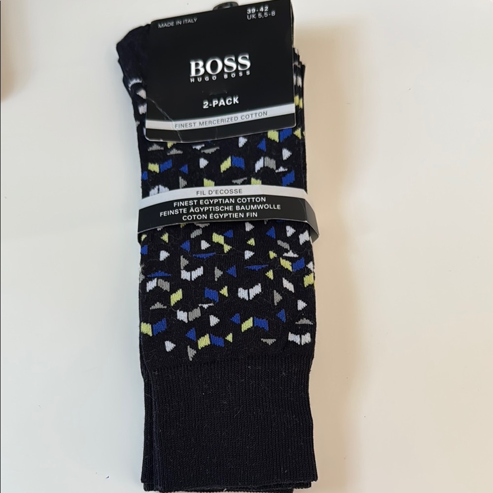 BOSS Men's Multicolor Patterned Dress Socks 2-Pack